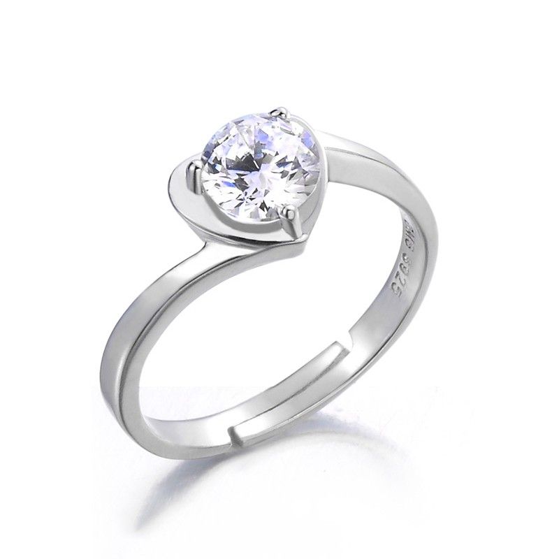 Bague De Fiançailles En Forme De Coeur S925 En Argent Incrusté De Zircone Cubique