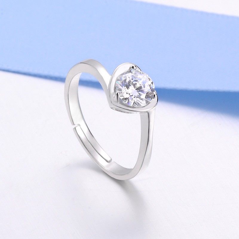 Bague De Fiançailles En Forme De Coeur S925 En Argent Incrusté De Zircone Cubique