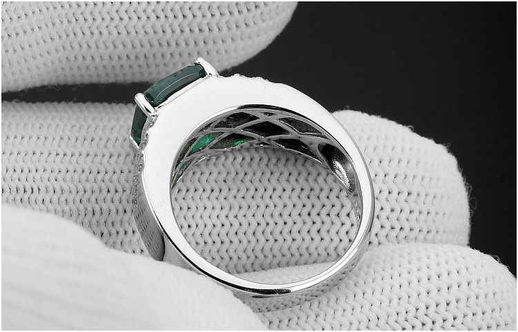 Bague De Fiançailles Pour Homme En Argent Sterling 925 Avec Émeraude Plaquée Or