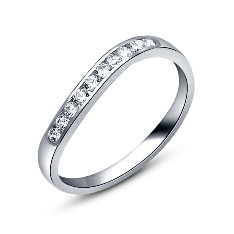 Bague De Fiançailles Incurvée En Argent Sterling 925 Avec Incrustation De 1.8 Ct CZ