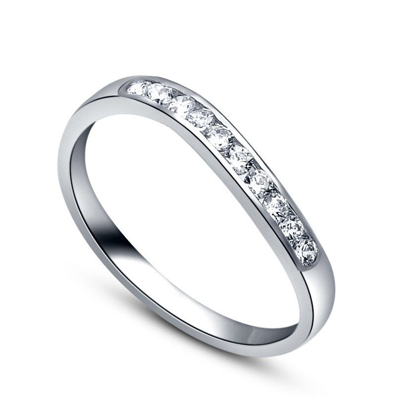 Bague De Fiançailles Incurvée En Argent Sterling 925 Avec Incrustation De 1.8 Ct CZ