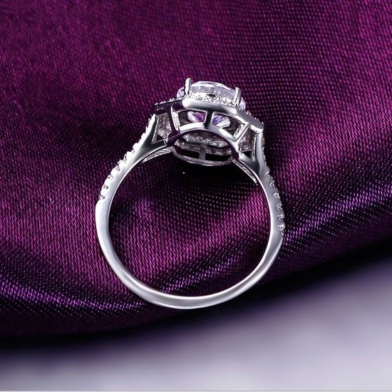 Bague De Fiançailles De Luxe De Luxe S925 En Argent Incrusté De Sparkle CZ