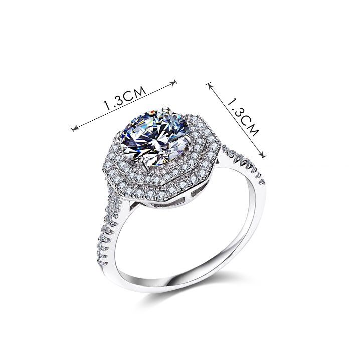 Bague De Fiançailles De Luxe De Luxe S925 En Argent Incrusté De Sparkle CZ