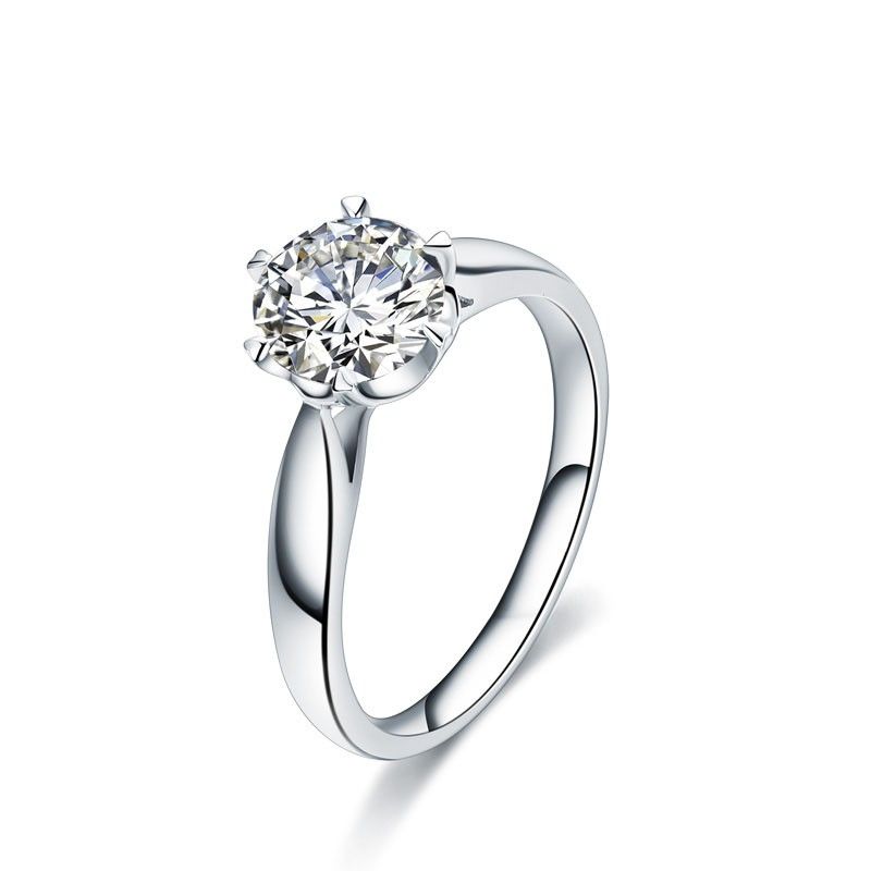 Bague De Fiançailles / Mariage En Argent Élégant De Luxe Bloom 925