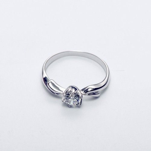 Bague De Fiançailles / Mariage En Argent Sterling 925 Avec Diamant Synthétique