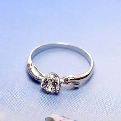 Bague De Fiançailles / Mariage En Argent Sterling 925 Avec Diamant Synthétique