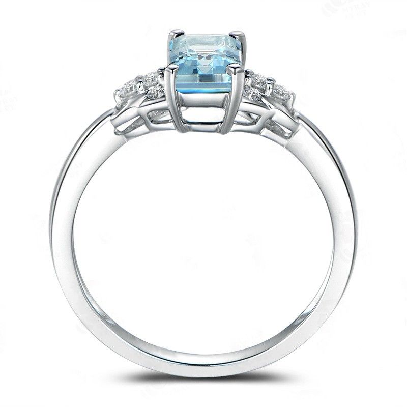 Bague De Fiançailles / Mariage En Argent Sterling 925 Avec Topaze Bleue