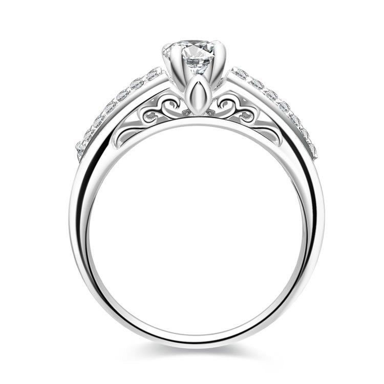 Bague De Fiançailles / Mariage En Argent Sterling 925 Incrusté De CZ