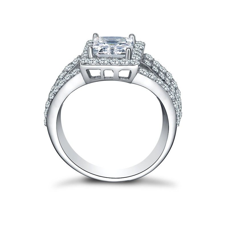 Bague De Fiançailles / Mariage En Argent Sterling 925 Sona Diamond À La Mode