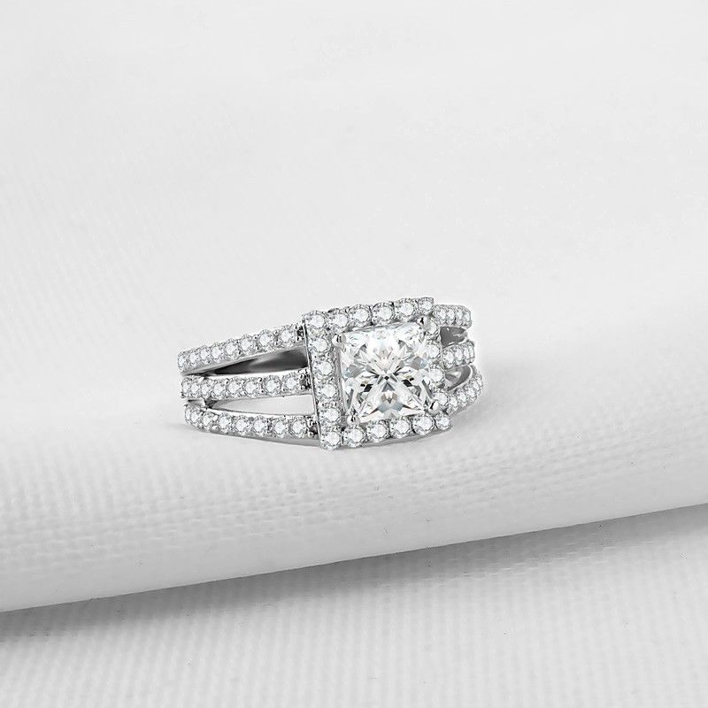 Bague De Fiançailles / Mariage En Argent Sterling 925 Sona Diamond À La Mode