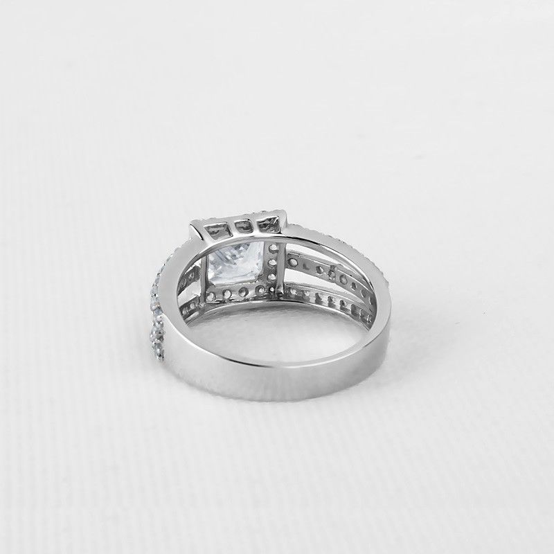 Bague De Fiançailles / Mariage En Argent Sterling 925 Sona Diamond À La Mode