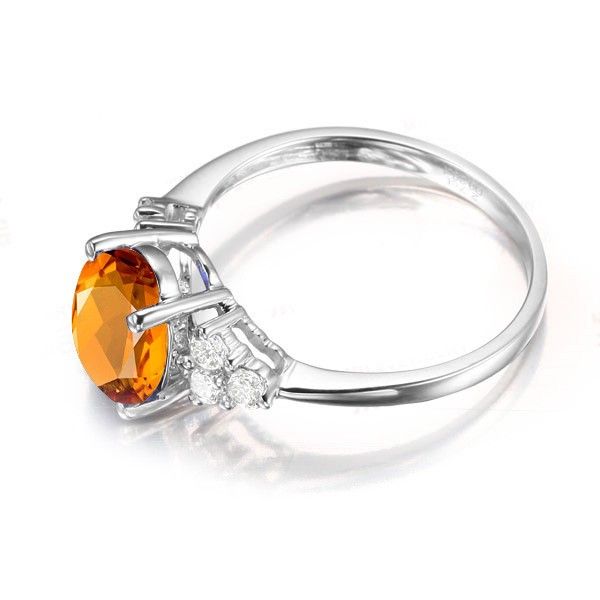 Bague De Fiançailles / Mariage Pour Dame En Argent Sterling Citrine Ovale Personnalisée