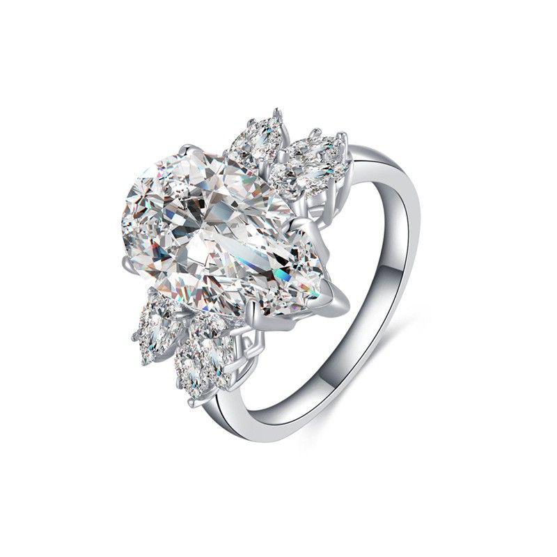 Bague De Fiançailles / Mariage Pour Dame En Argent Sterling En Forme De Goutte D'eau Sona Diamonds