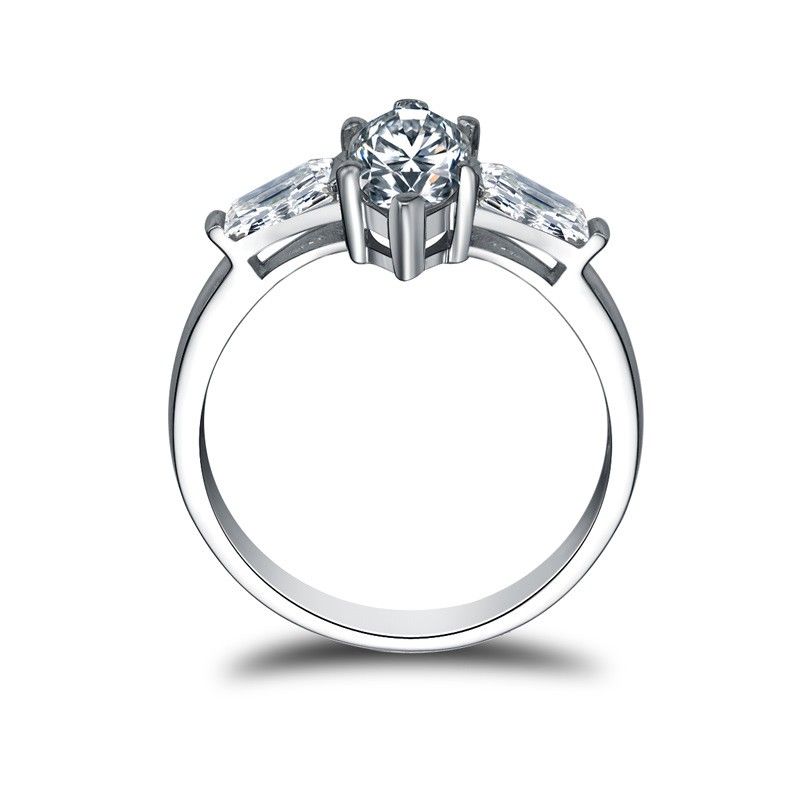 Bague De Fiançailles / Mariage Pour Dame En Argent Sterling S925 Avec Diamants Étincelants Honorables