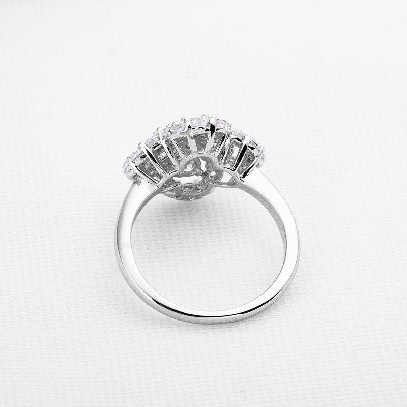 Bague De Fiançailles / Mariage Pour Dame En Argent Sterling Zircon En Forme De Fleur