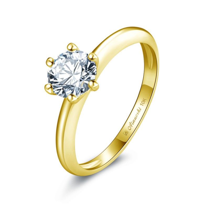 Bague De Fiançailles / Mariage Pour Femme En Zircon Or 10k Discret Et Luxueux