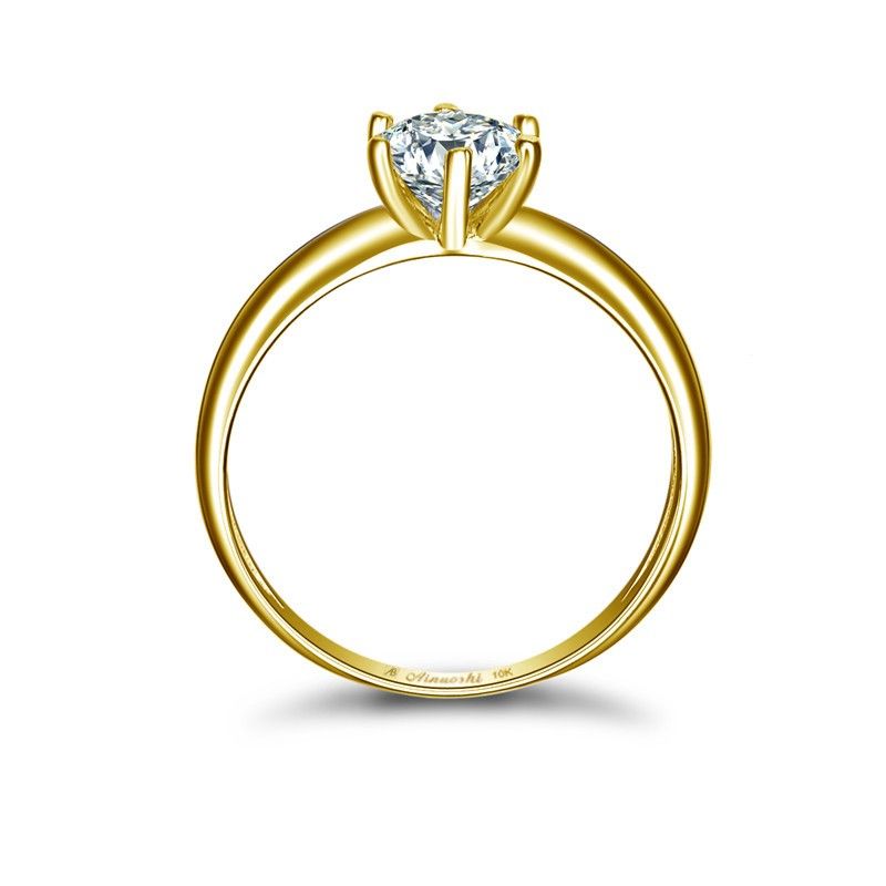 Bague De Fiançailles / Mariage Pour Femme En Zircon Or 10k Discret Et Luxueux