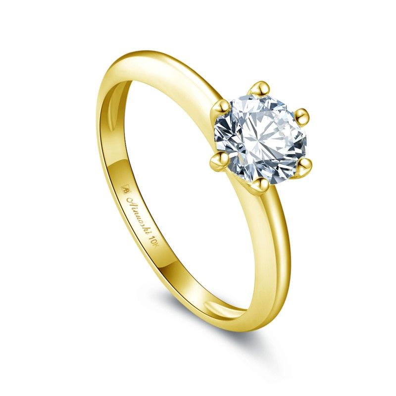 Bague De Fiançailles / Mariage Pour Femme En Zircon Or 10k Discret Et Luxueux