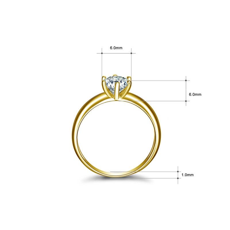 Bague De Fiançailles / Mariage Pour Femme En Zircon Or 10k Discret Et Luxueux