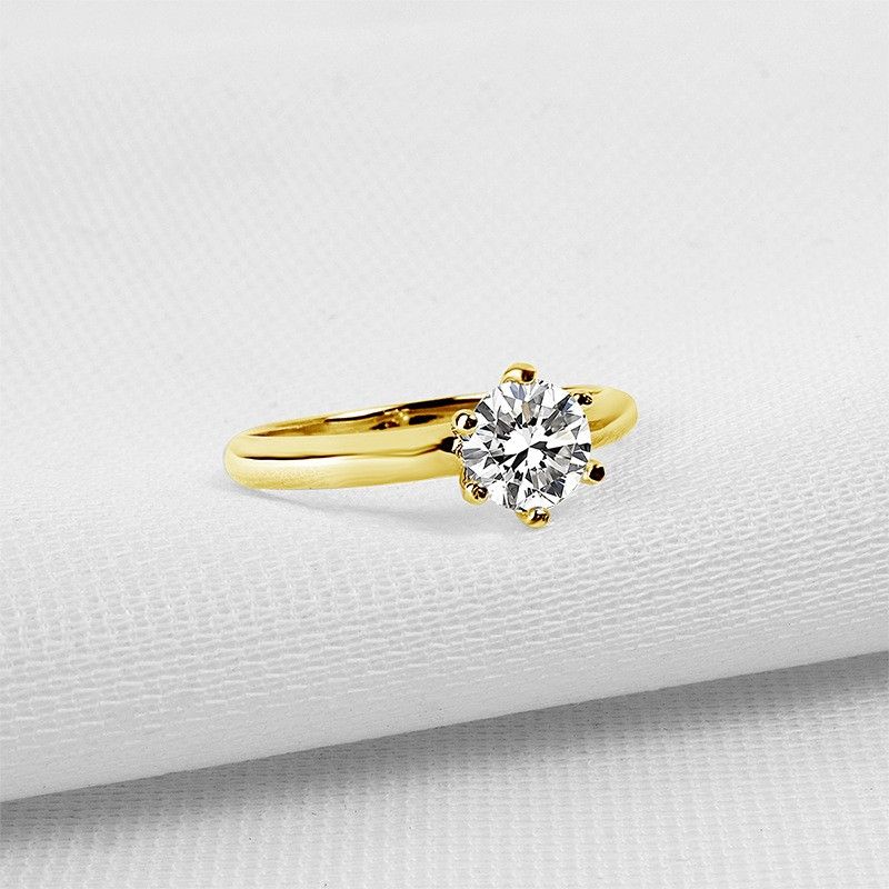 Bague De Fiançailles / Mariage Pour Femme En Zircon Or 10k Discret Et Luxueux