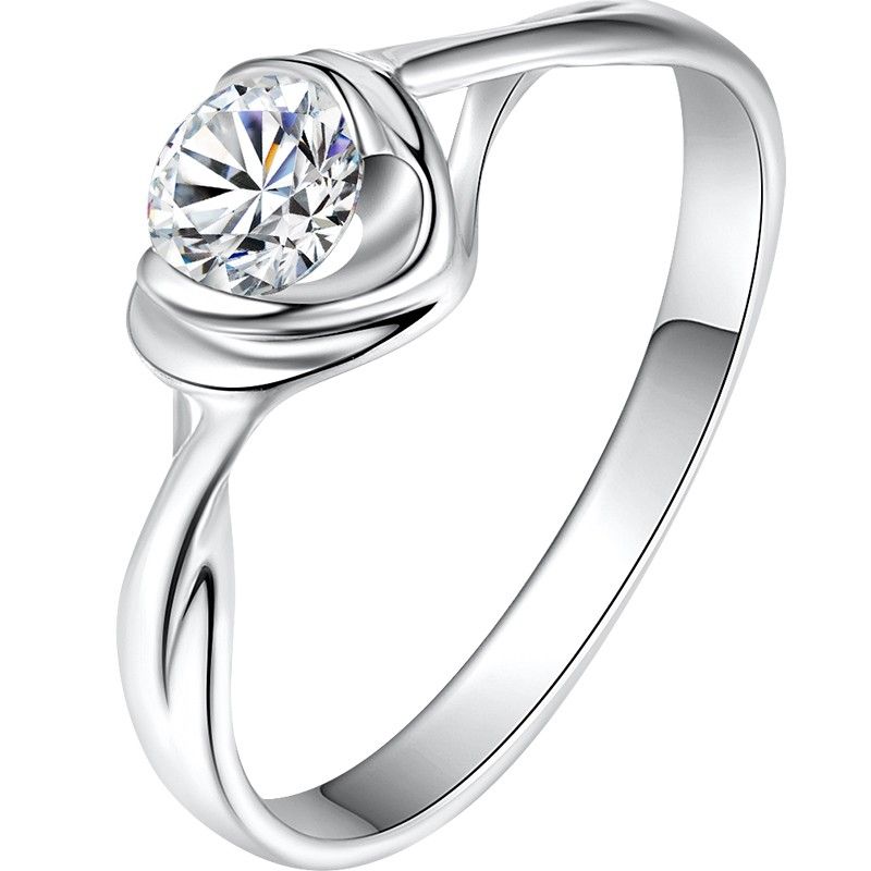 Bague De Fiançailles / Mariage / Promesse En Diamant Simulé De 0.2 Carat Pour Elle