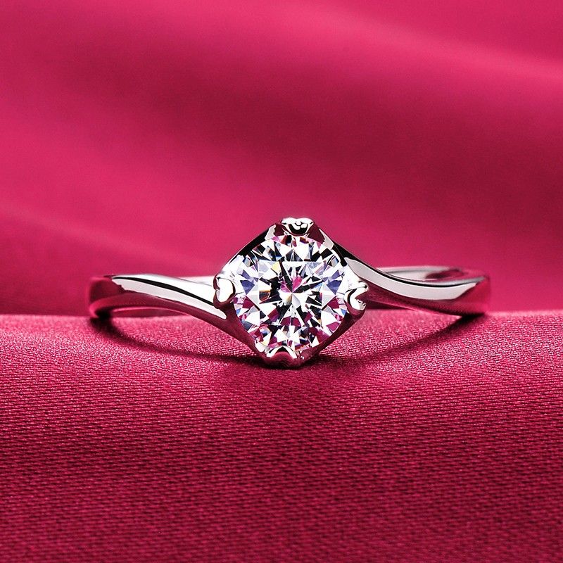 Bague De Fiançailles / Mariage / Promesse En Diamant Simulé De 0.5 Carat Pour Elle