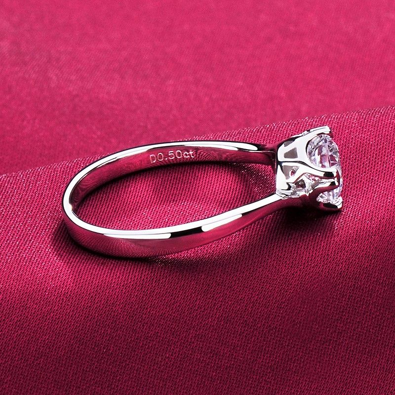 Bague De Fiançailles / Mariage / Promesse En Diamant Simulé De 0.5 Carat Pour Elle