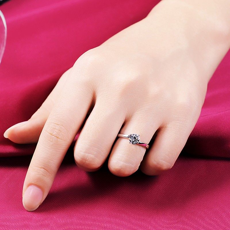 Bague De Fiançailles / Mariage / Promesse En Diamant Simulé De 0.5 Carat Pour Elle