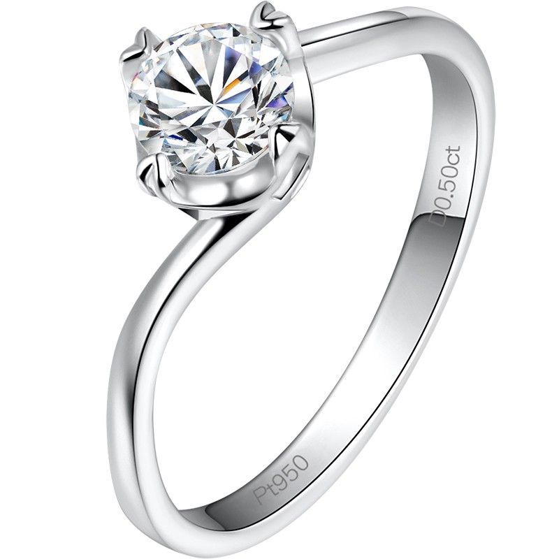 Bague De Fiançailles / Mariage / Promesse En Diamant Simulé De 0.5 Carat Pour Elle