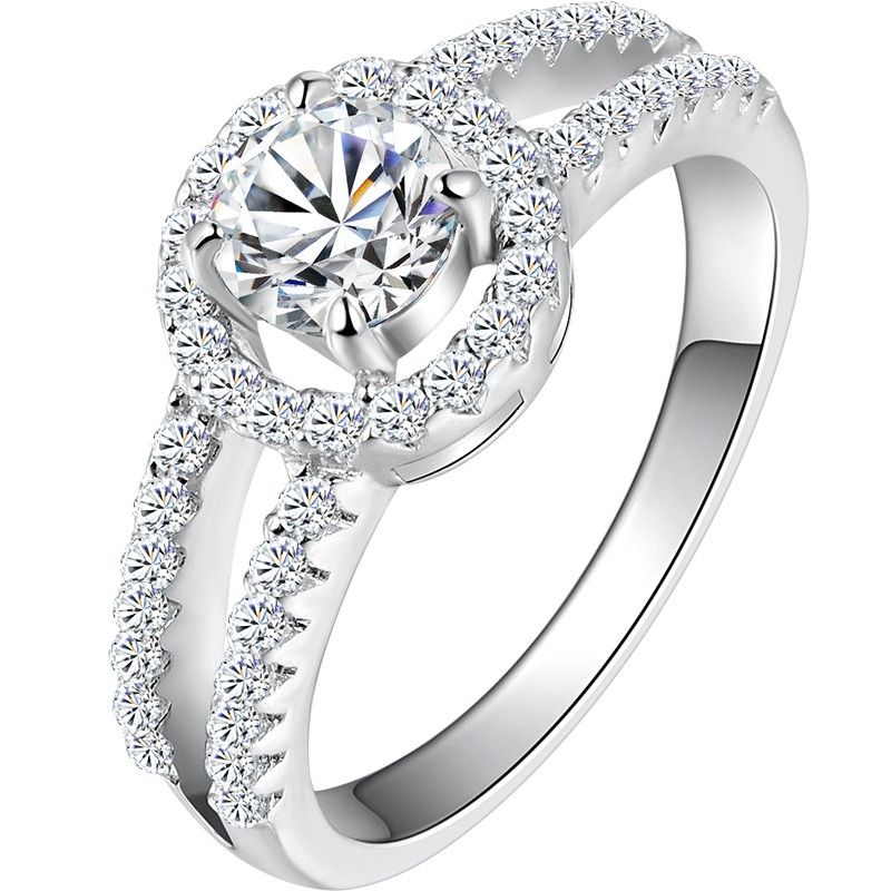 Bague De Fiançailles / Mariage / Promesse De Diamant Simulé De 0.5 Carat Pour Elle