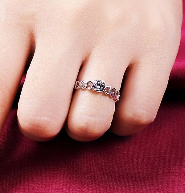 Bague De Fiançailles / Mariage / Promesse De Diamant Simulé De 0.5 Carat Pour Elle