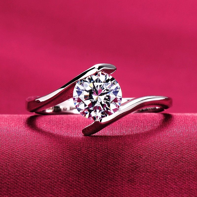 Bague De Fiançailles / Mariage / Promesse En Diamant Simulé 0.6 Carat Pour Elle