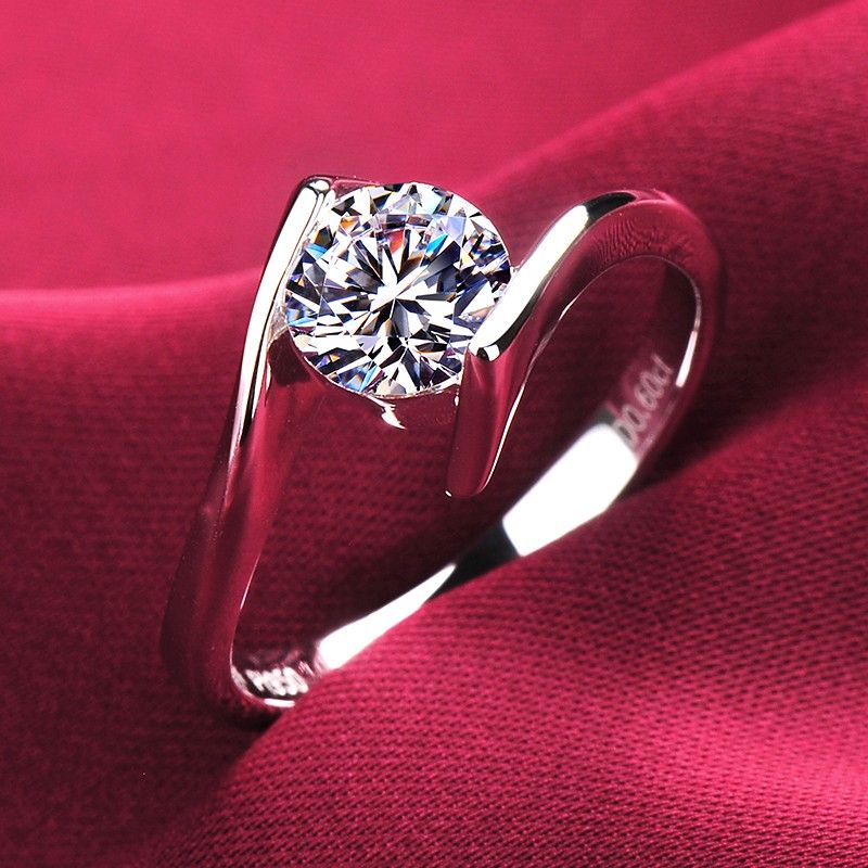 Bague De Fiançailles / Mariage / Promesse En Diamant Simulé 0.6 Carat Pour Elle