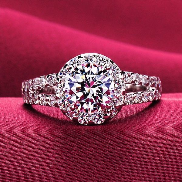 Bague De Fiançailles / Mariage / Promesse En Diamant Simulé De 1.0 Carat Pour Elle