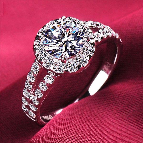 Bague De Fiançailles / Mariage / Promesse En Diamant Simulé De 1.0 Carat Pour Elle