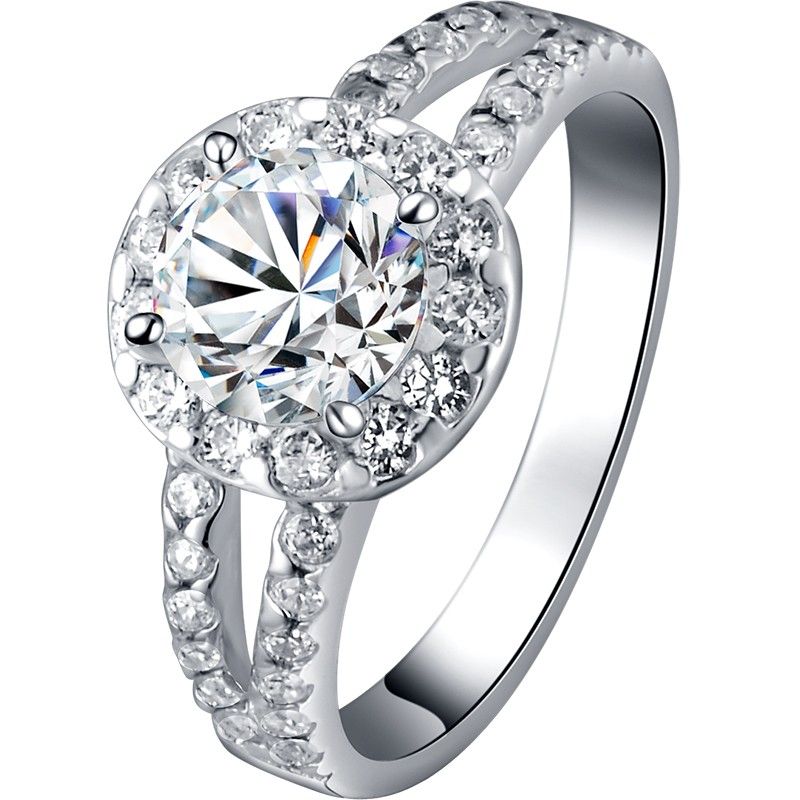 Bague De Fiançailles / Mariage / Promesse En Diamant Simulé De 1.0 Carat Pour Elle