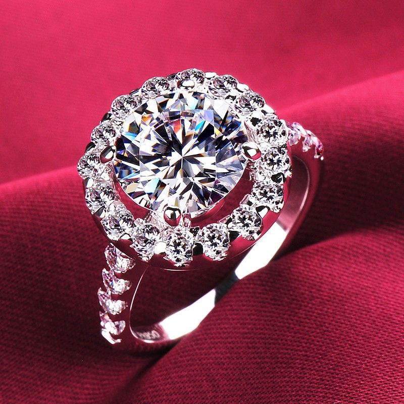 Bague De Fiançailles / Mariage / Promesse En Diamant Simulé De 3.0 Carats Pour Elle