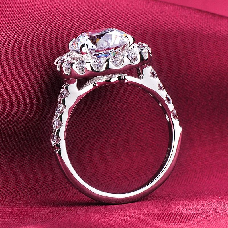 Bague De Fiançailles / Mariage / Promesse En Diamant Simulé De 3.0 Carats Pour Elle