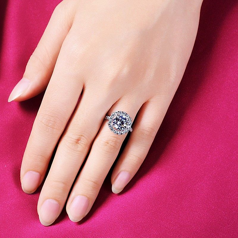 Bague De Fiançailles / Mariage / Promesse En Diamant Simulé De 3.0 Carats Pour Elle