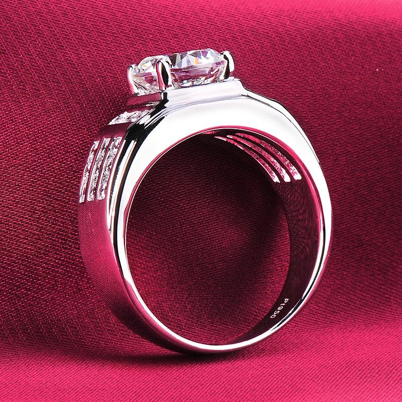 Bague De Fiançailles / Mariage / Promesse En Diamant Simulé De 3.0 Carats Pour Lui