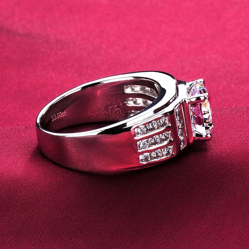 Bague De Fiançailles / Mariage / Promesse En Diamant Simulé De 3.0 Carats Pour Lui