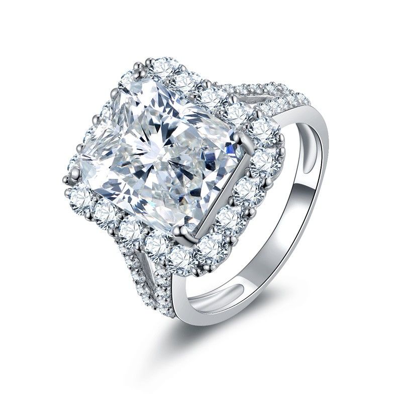 Bague De Fiançailles / Mariage / Promesse De Diamant Simulé Bleu Ou Blanc Sur Mesure Personnalisé Pour Elle