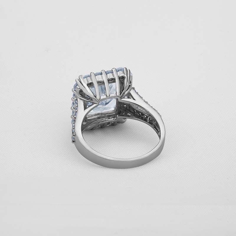 Bague De Fiançailles / Mariage / Promesse De Diamant Simulé Bleu Ou Blanc Sur Mesure Personnalisé Pour Elle