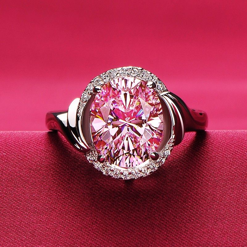 Bague De Fiançailles / Mariage / Promesse De Diamant Simulé Jaune Rose De 3.0 Carats Pour Elle