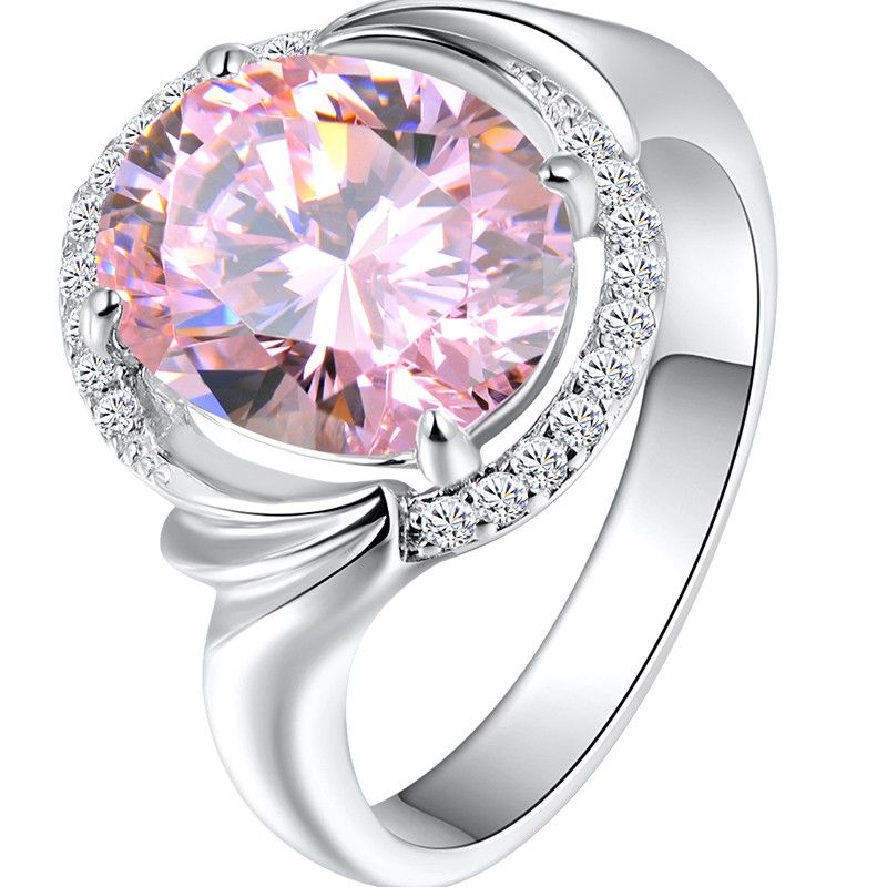 Bague De Fiançailles / Mariage / Promesse De Diamant Simulé Jaune Rose De 3.0 Carats Pour Elle