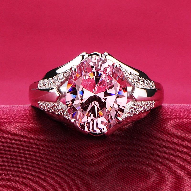 Bague De Fiançailles / Mariage / Promesse De Diamant Simulé Rose De 3.0 Carats Pour Elle