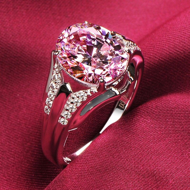 Bague De Fiançailles / Mariage / Promesse De Diamant Simulé Rose De 3.0 Carats Pour Elle