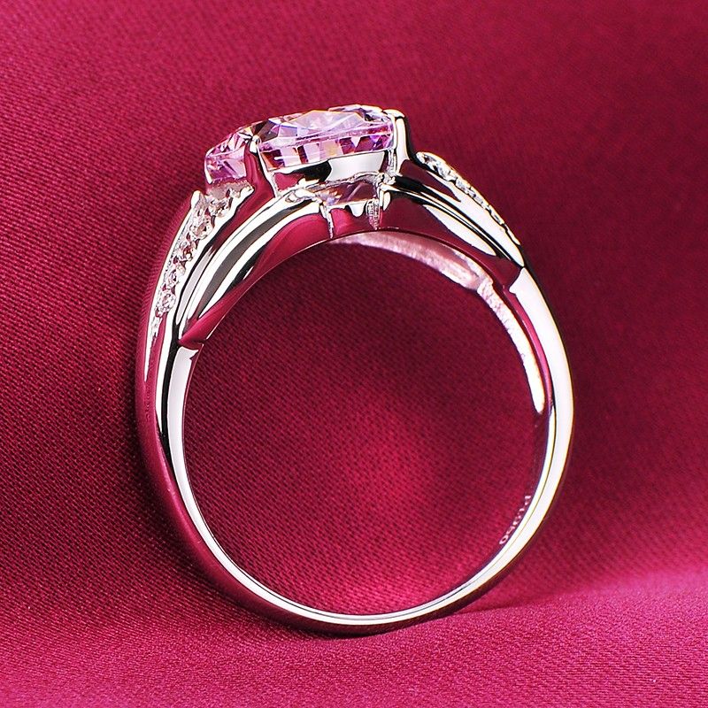 Bague De Fiançailles / Mariage / Promesse De Diamant Simulé Rose De 3.0 Carats Pour Elle