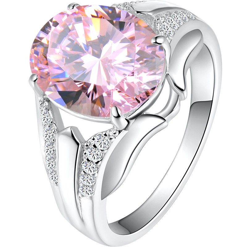 Bague De Fiançailles / Mariage / Promesse De Diamant Simulé Rose De 3.0 Carats Pour Elle