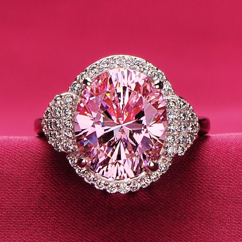 Bague De Fiançailles / Mariage / Promesse De Diamant Simulé Rose De 4.0 Carats Pour Elle